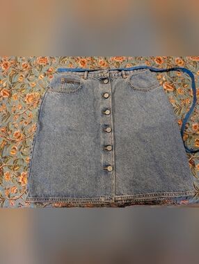 Calvin Klein Jeans Blue Button-Front Denim Mini Skirt